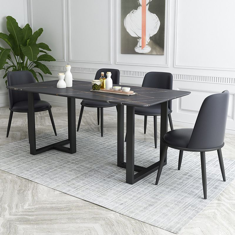 Industrial Dining Table Sintered Stone Table with Black Double Pedestal for Dining Room Clearhalo ' dining_table' 'Dining Tables & Seating' 'Dining Tables' 'furn' 'furn_dining_table' 'Furniture' 'furniture_dining_table' 'Kitchen & Dining Furniture' 'kitchen&dining_furn' 'kitchen' 'kitchen_dining_table' 1200x1200_0c08415e-6510-4b79-a658-242ad1acac87