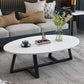 Modern Oval Coffee Table Wood and Steel Coffee Table Cross Legs