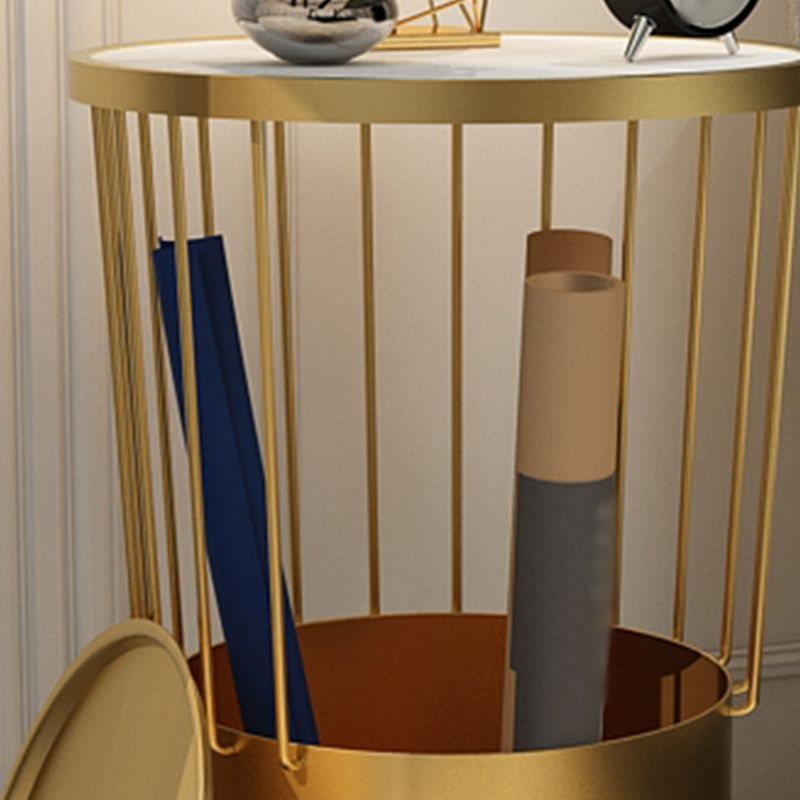 オープンストレージナイトテーブルモダンメタルストーントップ22「背の高いベッドナイトスタンド