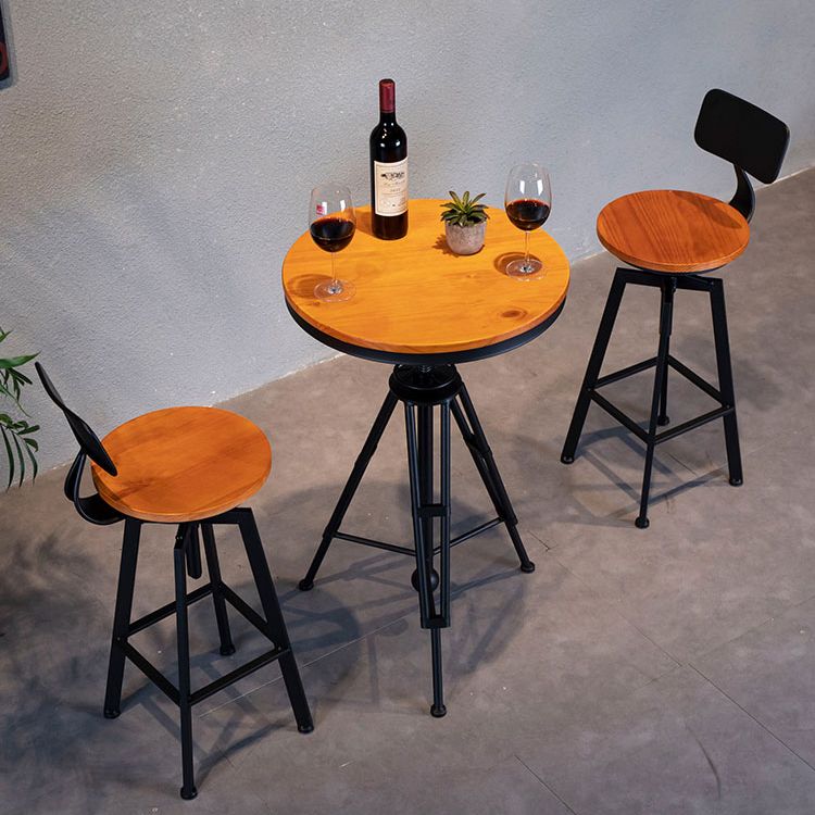Industrial 1/2/3 Pieces Solid Wood Bar Table Set Round Bistro Set Clearhalo 'Bar Furniture' 'furn' 'furn_home_bar_bar_sets' 'Furniture' 'Home Bars & Bar Sets' 'home_bar_bar_sets' 'Kitchen & Dining Furniture' 1200x1200_0c0d0352-ad90-467e-bf6f-5de5a71834d6