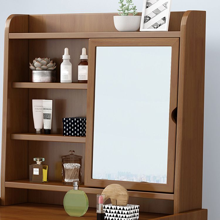 Vanity da tavolo in legno massello a 3 cassetti scandinavi con specchio