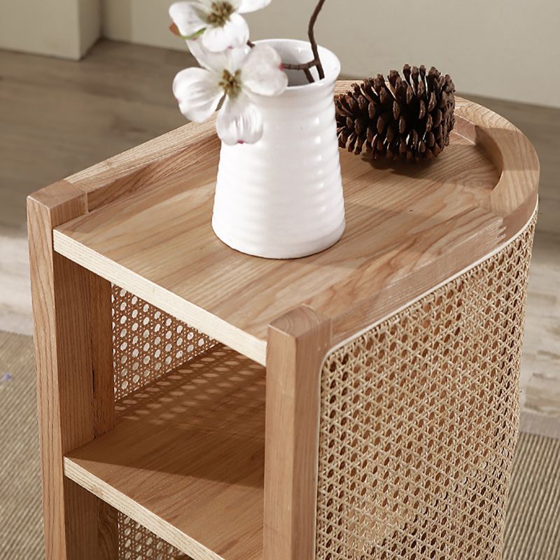 15" Wide Side Table 4 Legs Solid Wood Accent Side Table with Storage