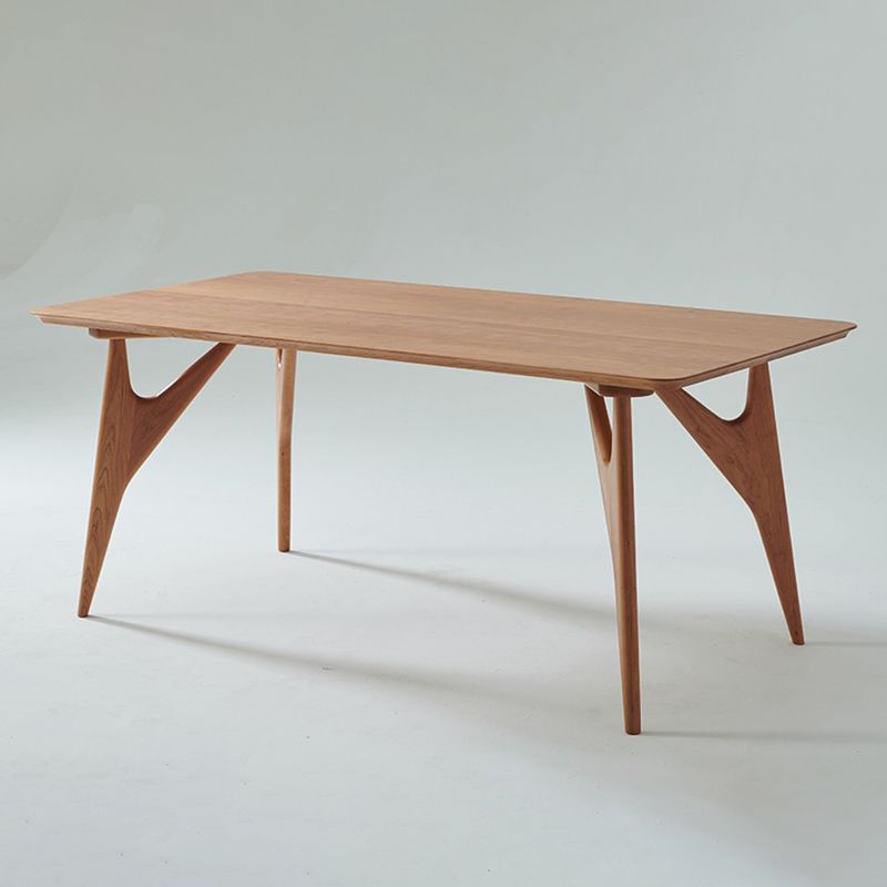 Table à manger rectangulaire avec cadre en bois massif et 4 pieds