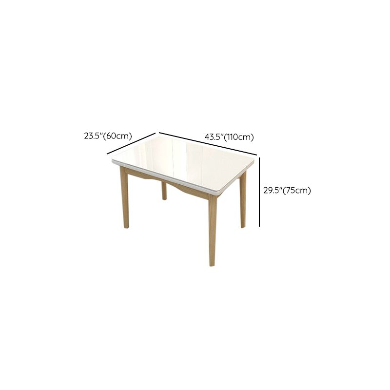 Contemporary Dining Table White Dining Table with Solid Wood Base