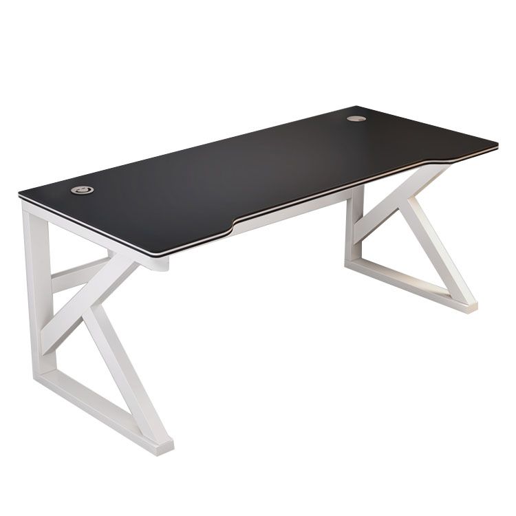 Modern Style Computer Desk Rectangular Shaped Task Desk in White/Black for Home Clearhalo 'furn' 'furn_office_desk' 'Furniture' 'Office Desks' 'Office Furniture' 'office_desk' 1200x1200_0c17b8de-b6d0-4bb9-8753-ff5c4aacaba7