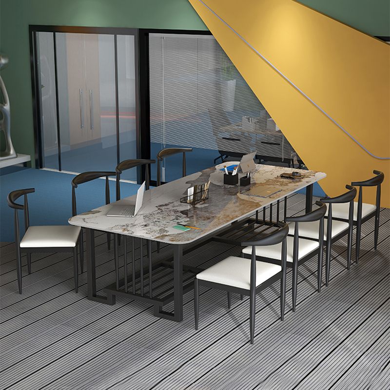 Tables de conférence en forme de bureau de style moderne en pierre avec 2 lames pour le bureau