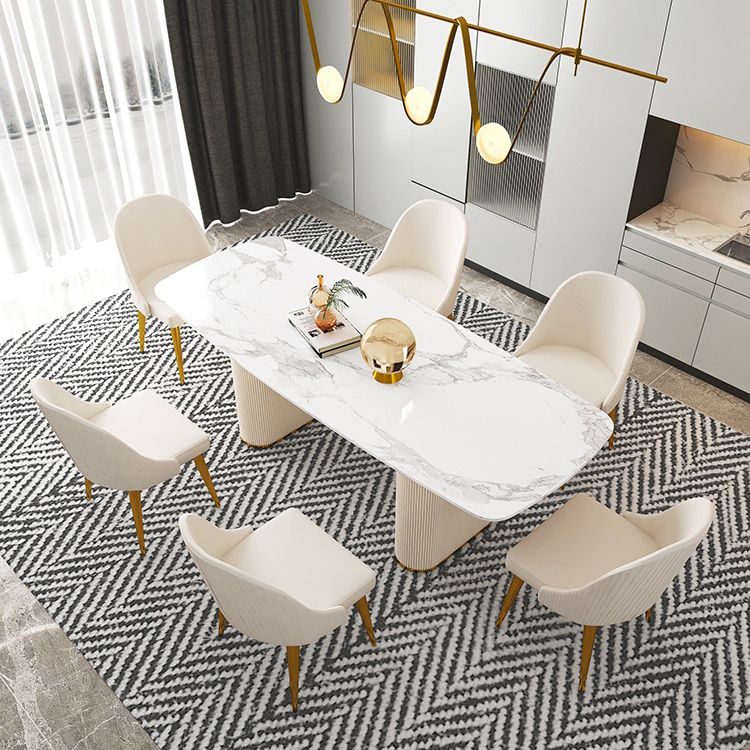 Nordic 1/5/7 Pieces Dining Set Sintered Stone Dining Table with Leather Chairs Clearhalo 'Dining Room Sets' 'Dining Tables & Seating' 'dining_room_set' 'furn' 'furn_dining_room_set' 'Furniture' 'furniture_dining_room_set' 'Kitchen & Dining Furniture' 1200x1200_0c196796-03b6-4c5e-8aea-2e0cdabdc39d