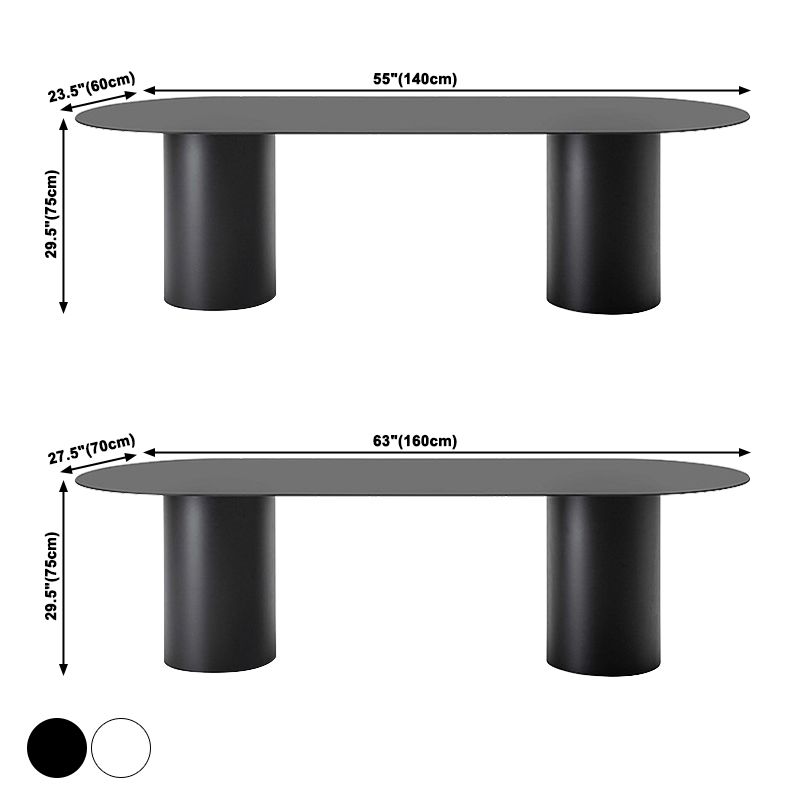 Contemporary Solid Wood Oval Shape Dining Table Kitchen Dining Table with Double Pedestal Base Clearhalo ' dining_table' 'Dining Tables & Seating' 'Dining Tables' 'furn' 'furn_dining_table' 'Furniture' 'furniture_dining_table' 'Kitchen & Dining Furniture' 'kitchen&dining_furn' 'kitchen' 'kitchen_dining_table' 1200x1200_0c19a057-3413-4015-bd54-1d62a46b25cf