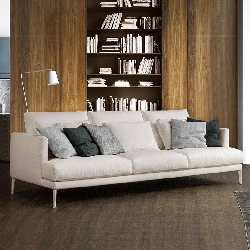 Fabric Recessed Arm Sofa with Pillows,35.43 Inch Deep for Living Room