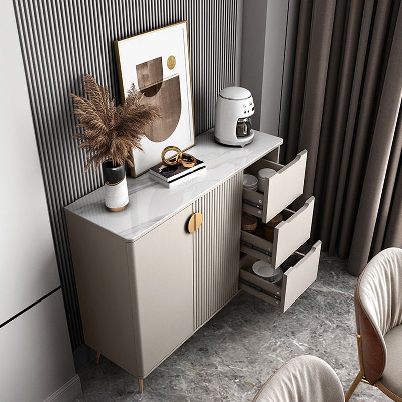 Glam Style Dining Buffet Stone Sideboard Table with Cabinets Clearhalo 'buffet_sideboard' 'Buffets & Sideboards' 'furn' 'furn_buffet_sideboard' 'Furniture' 'Kitchen & Dining Furniture' 1200x1200_0c1ee926-6cdf-4d72-aba3-40298cfcac71