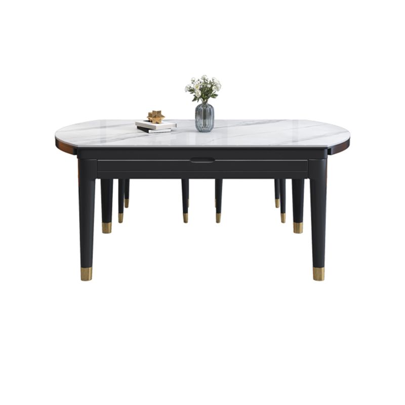 Moderne uitschuifbare eettafel, wit rond stenen tafelblad voor eetkamer