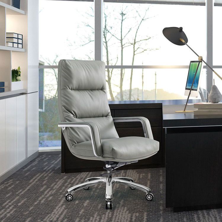 Modern Desk Chair Leather Ergonomic Computer Chair High-Back Chair with Wheels Clearhalo 'furn' 'furn_office_chair' 'Furniture' 'Office Chairs' 'Office Furniture' 'office_chair' 1200x1200_0c209f71-280f-4e5c-8700-34e1fed9a07e