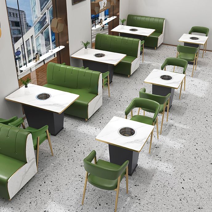 Chaises de restauration de cuisine en faux cuir en cuir avec base en métal