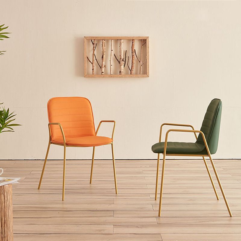 Glam Style Faux Leather Chair Arm Side Chairs with Metal Legs for Home Use Clearhalo 'Dining Chairs' 'Dining Tables & Seating' 'dining_chair' 'furn' 'furn_dining_chair' 'Furniture' 'Kitchen & Dining Furniture' 1200x1200_0c224ab7-acf1-4922-ac65-eb1375900db6