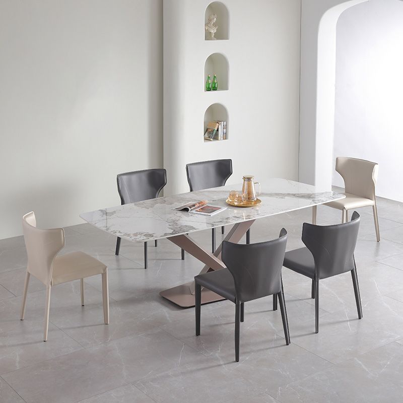 Modern Wingback Dining Chairs Faux Leather Armless Side Chair Clearhalo 'Dining Chairs' 'Dining Tables & Seating' 'dining_chair' 'furn' 'furn_dining_chair' 'Furniture' 'Kitchen & Dining Furniture' 1200x1200_0c22d1d0-911c-4106-b044-454b22c3fb93