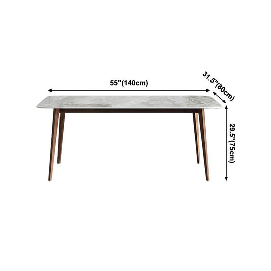 Sintered Stone Dining Table Mid-Century Style 4 Legs Rectangle Table for Dining Room