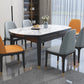 Moderne uitschuifbare eettafel, wit rond stenen tafelblad voor eetkamer