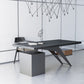 Black Writing Desk Modern Style Solid Wood Top Metal Legs with Drawers Clearhalo 'furn' 'furn_office_desk' 'Furniture' 'Office Desks' 'Office Furniture' 'office_desk' 1200x1200_0c25fca8-9f27-4489-bd85-c35902bd4133