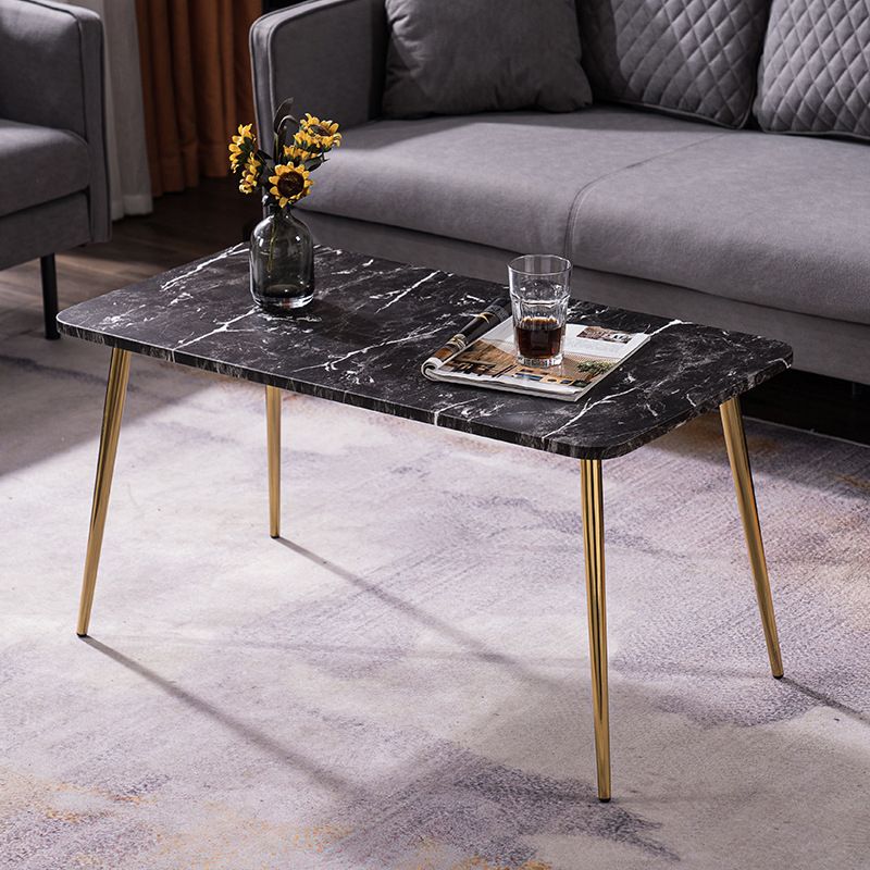 Modern Rectangle Wooden Top Coffee Table with 4 Iron Legs 1 Piece