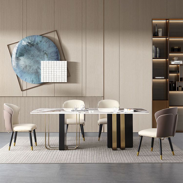 Modern Style Rectangle Dining Table Sintered Stone Table with Metal Legs for Home Clearhalo 'Dining Tables & Seating' 'Dining Tables' 'dining_table' 'furn' 'furn_dining_table' 'Furniture' 'Kitchen & Dining Furniture' 1200x1200_0c273a14-5a80-476c-a4d3-8faa023eb6d9