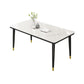 Rectangle Stone Top Dining Table Glam Style Kitchen Dining Table with Metal Legs