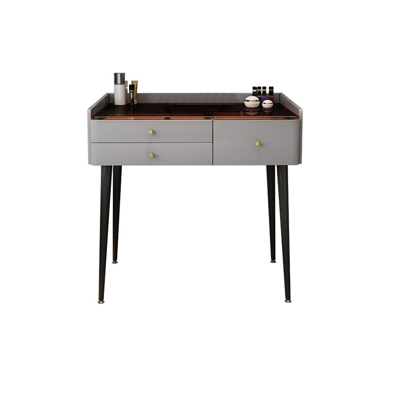 Modern Glass Top Makeup Vanity Table in Gray with Storage Drawers Clearhalo 'Bedroom Furniture' 'furn' 'furn_makeup_vanities' 'Furniture' 'Makeup Vanities' 'makeup_vanities' 1200x1200_0c2c4028-33bc-4438-90bf-4297d2e68c9d