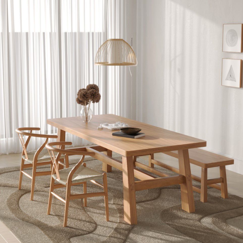 Fixed Modern Dinette Set 1/3 Pcs Solid Wood Furniture for Home