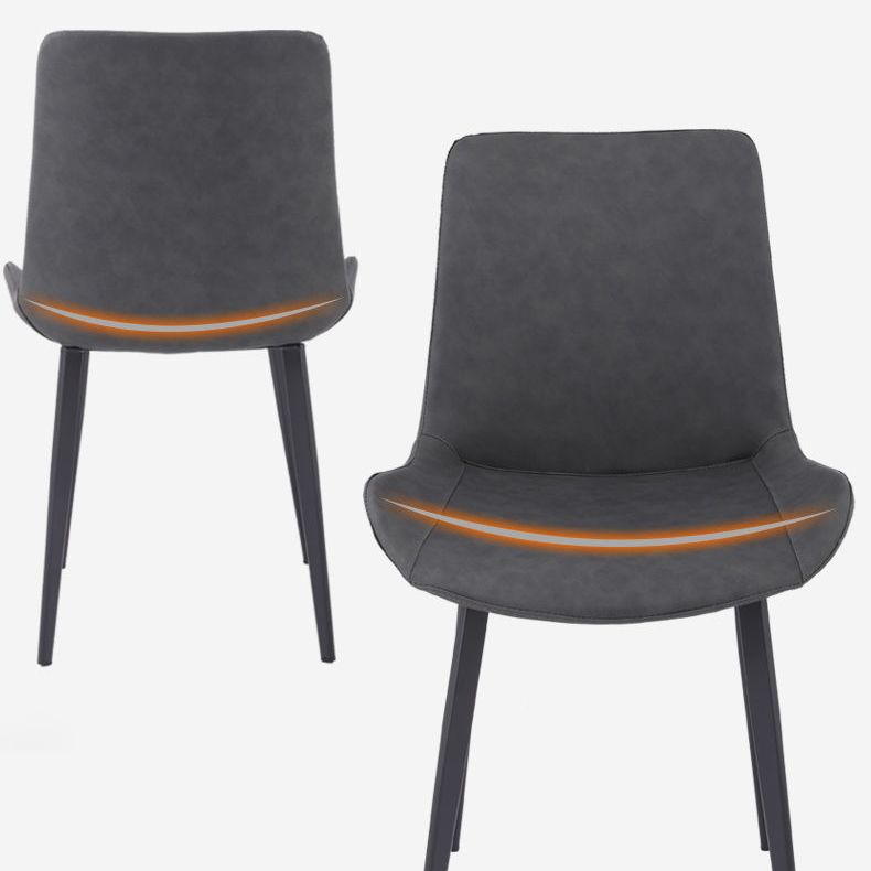 Faux Leder Essstühle Moderner Stuhl mit schwarzen Beinen mit schwarzen Beinen