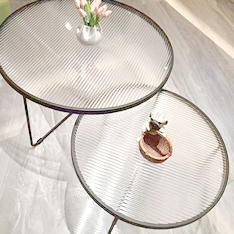 Contemporary Coffee Table Set Glass Round 2-Piece Coffee Cocktail Table Clearhalo 'Coffee & Accent Tables' 'Coffee Tables' 'coffee_tables' 'furn' 'furn_coffee_tables' 'Furniture' 'Living Room Furniture' 1200x1200_0c2f3963-34e2-4f1f-ad65-880e3436545e
