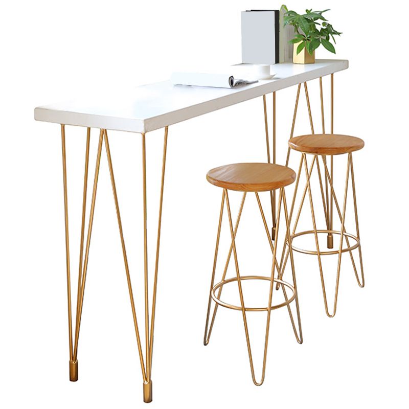 Glam Style Rectangle Bar Table White Colour Bar Dining Table with 4 Legs Clearhalo 'Bar Furniture' 'Bar Tables' 'bar_tables' 'furn' 'furn_bar_tables' 'Furniture' 'Kitchen & Dining Furniture' 1200x1200_0c2fb4ec-fef8-40e8-b9e2-fae40f42354a
