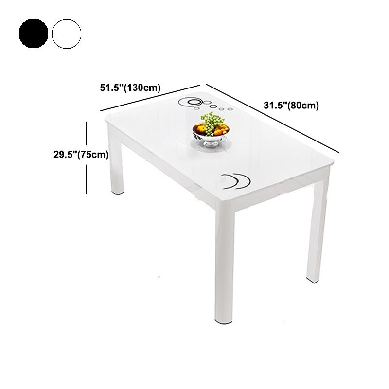 Rectangle Dining Table Modern White and Black in Glass Table for Kitchen