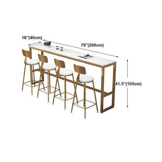 Glam Style Bar Table in Faux Marble and Iron Top Bar Table for Restaurant, Only Table Clearhalo 'Bar Furniture' 'Bar Tables' 'bar_tables' 'furn' 'furn_bar_tables' 'Furniture' 'furniture_bar_tables' 'Kitchen & Dining Furniture' 1200x1200_0c31440a-3ded-4326-964f-c6909305766a