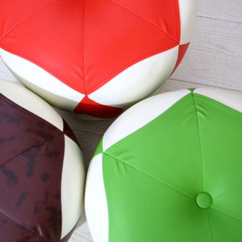 Modern Water Resistant Pouf Round Color Block Leather Indoor Pouf Clearhalo 'furn' 'furn_ottomans_poufs' 'Furniture' 'Living Room Furniture' 'Ottomans & Poufs' 'ottomans_poufs' 1200x1200_0c32978c-812a-4a44-aaaf-24b70409a7d2