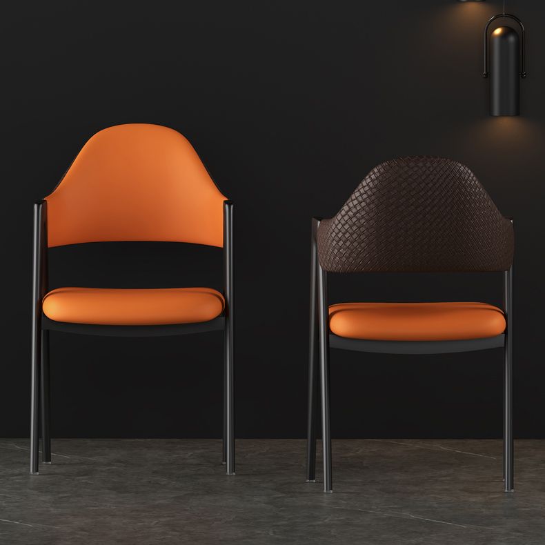 Contemporary Metal Dining Room Chairs Leather Open Back Dining Side Chair for Home Use Clearhalo ' kitchen&dining_furn' 'Dining Chairs' 'Dining Tables & Seating' 'dining_chair' 'furn' 'furn_dining_chair' 'Furniture' 'furniture_dining_chair' 'Kitchen & Dining Furniture' 'kitchen' 1200x1200_0c336ae5-5247-4ac8-9e72-5e958c4d3d26
