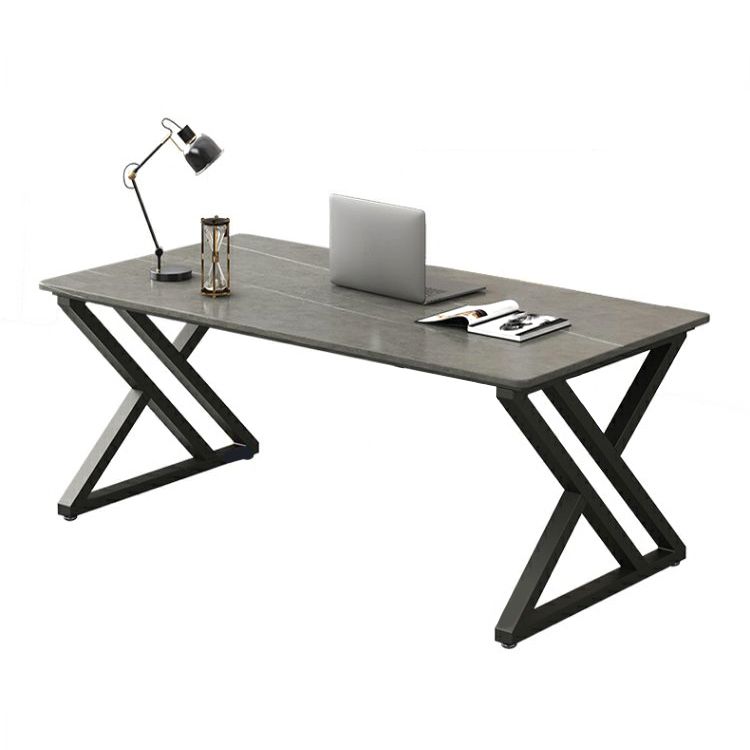 Bureau de bureau rectangulaire Bureau d'ordinateur finition antique avec jambes métalliques