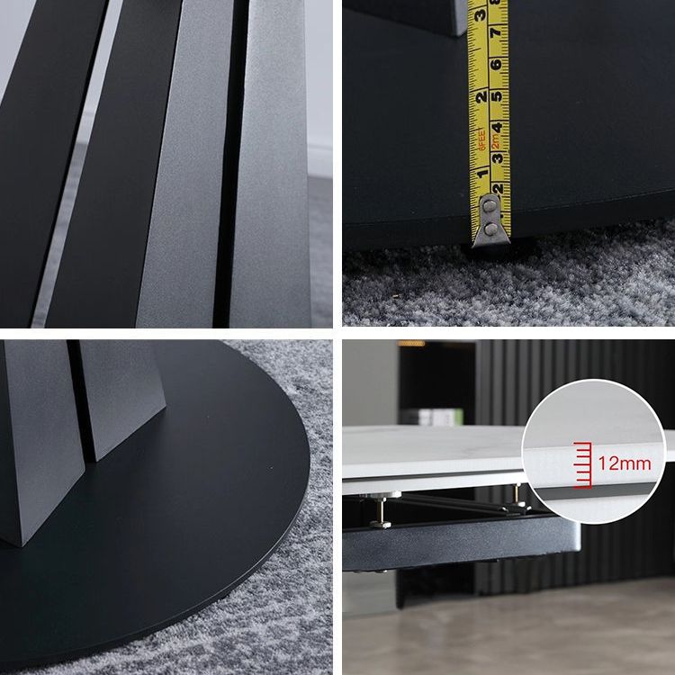 Modern Style Extendable Table Pedestal Dining Table for Kitchen Clearhalo 'Dining Tables & Seating' 'Dining Tables' 'dining_table' 'furn' 'furn_dining_table' 'Furniture' 'Kitchen & Dining Furniture' 1200x1200_0c3433c5-07c2-4968-8711-3c90427f2214