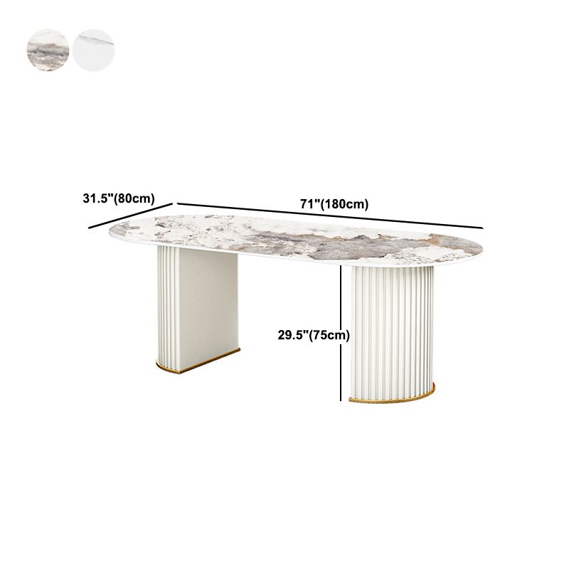 Oval Sintered Stone Dining Table Traditional Luxury Dining Table for Home Use Clearhalo 'Dining Tables & Seating' 'Dining Tables' 'dining_table' 'furn' 'furn_dining_table' 'Furniture' 'furniture_dining_table' 'Kitchen & Dining Furniture' 'kitchen' 'kitchen_dining_table' 1200x1200_0c34b49a-d012-47fb-b9d1-f146e091aa78