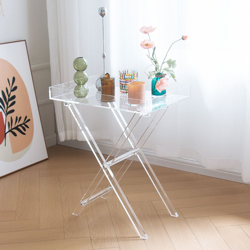 Cross Legs Side Table Acrylic Round/Rectangular Sofa Side Accent Table