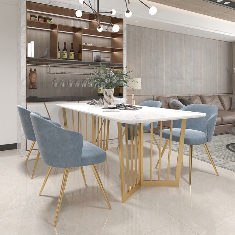 Glam Faux Marble Table Rectangle Table with Metal Legs for Home Use Clearhalo 'Dining Tables & Seating' 'Dining Tables' 'dining_table' 'furn' 'furn_dining_table' 'Furniture' 'Kitchen & Dining Furniture' 1200x1200_0c36bb7c-2adf-4303-a4bb-ada0895011cc