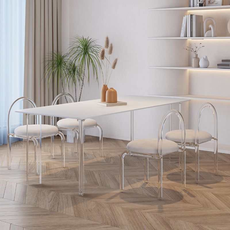 Set da pranzo in pietra bianca con sedie acriliche 1/2/5/7 PC set di dinette moderne