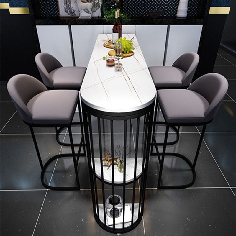 Modern White Sintered Stone Table Metal Base Table for Kitchen Living Room Clearhalo 'Bar Furniture' 'Bar Tables' 'bar_tables' 'furn' 'furn_bar_tables' 'Furniture' 'Kitchen & Dining Furniture' 1200x1200_0c3d4648-0948-46db-98b3-fcf68b663c3f