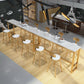 Glam White Marble Counter Table with Rectangle Table Top Gold Trestle Table, Only Table Clearhalo 'Bar Furniture' 'Bar Tables' 'bar_tables' 'furn' 'furn_bar_tables' 'Furniture' 'furniture_bar_tables' 'Kitchen & Dining Furniture' 1200x1200_0c3debbe-a77b-4868-be15-5fd984a2f38b