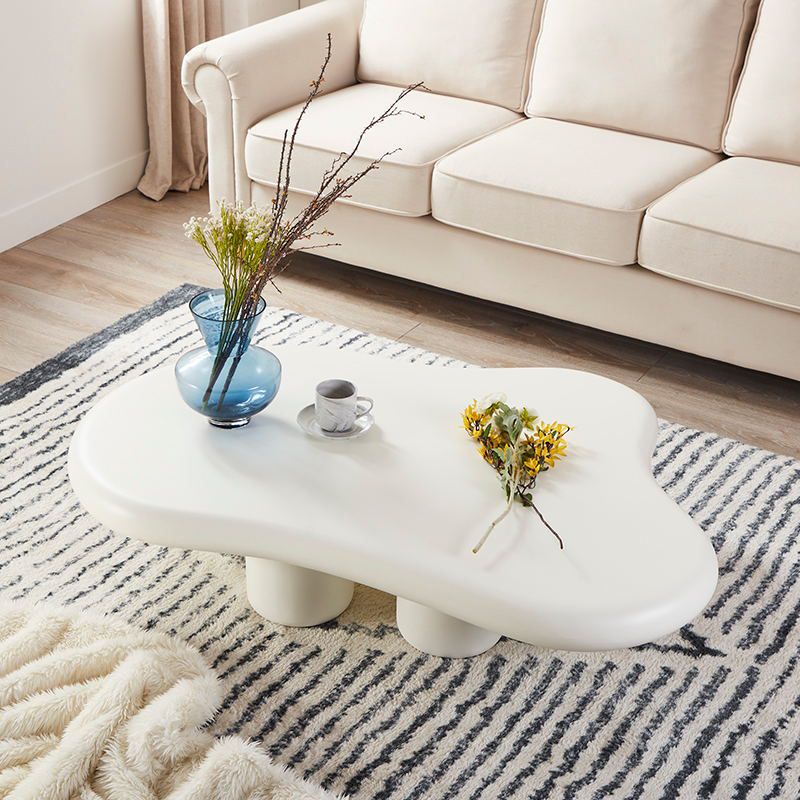 Mesa de café de cuatro patas blancas/negras para la mesa de plástico para sala de estar