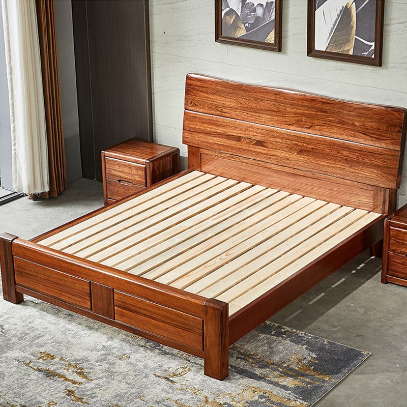 Cama de madera maciza tradicional cama de color sólido con cabecera