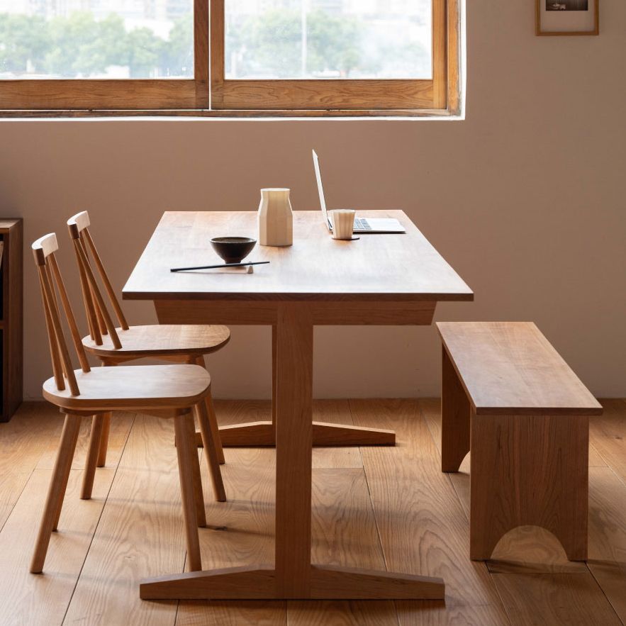 Modern Rectangle Wood Dining Table Cherry Wood Base for Dining Room Clearhalo 'Dining Tables & Seating' 'Dining Tables' 'dining_table' 'furn' 'furn_dining_table' 'Furniture' 'Kitchen & Dining Furniture' 1200x1200_0c410c9c-3f09-4086-b0fb-b14e4a1ce779