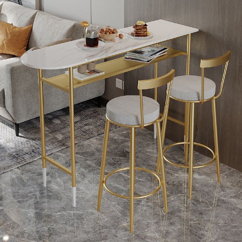 1/3 Pieces Glam Rectangle Sintered Stone Top Counter Table with High Stools