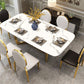 Glam Style Dining Room Dinner Table Gold Base Luxury Dining Table Clearhalo 'Dining Tables & Seating' 'Dining Tables' 'dining_table' 'furn' 'furn_dining_table' 'Furniture' 'Kitchen & Dining Furniture' 1200x1200_0c430062-7cce-4e12-867e-7266b3361114
