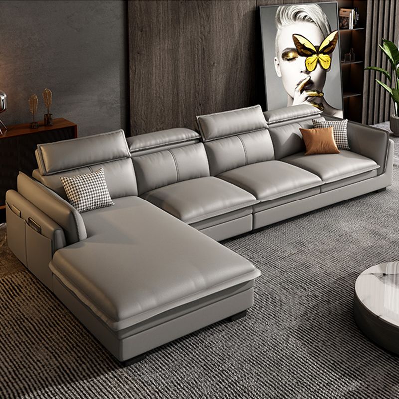 Contemporary Pillow Top Arm Sofa & Chaise Sewn Pillow Back Sofa