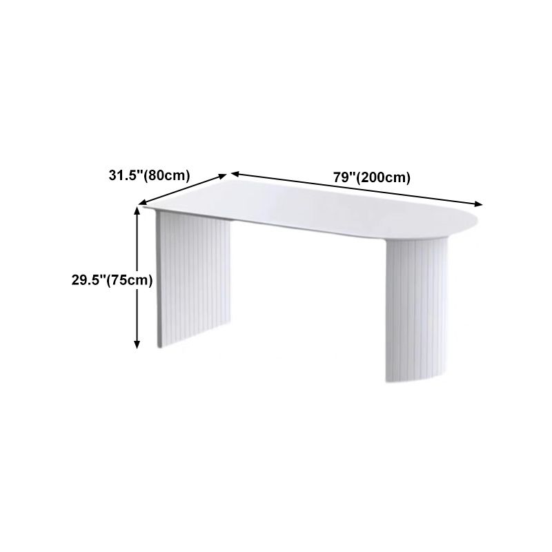 Sintered Stone and Ash Wood White Table Modern Dining Table with Double Pedestal Clearhalo 'Dining Tables & Seating' 'Dining Tables' 'dining_table' 'furn' 'furn_dining_table' 'Furniture' 'furniture_dining_table' 'Kitchen & Dining Furniture' 'kitchen' 'kitchen_dining_table' 1200x1200_0c46b6b1-b0f1-4e05-86cb-c61606f63ce2