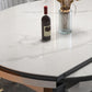 Drop-Leaf Dining Table Round White Dinner Table with Wooden Base Clearhalo 'Dining Tables & Seating' 'Dining Tables' 'dining_table' 'furn' 'furn_dining_table' 'Furniture' 'Kitchen & Dining Furniture' 1200x1200_0c46bc5c-041b-4735-989e-c3dbfe17bc11